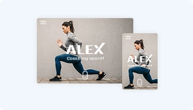 Affichage du site Web "Coaching personnel Alex" sur grand et petit écran